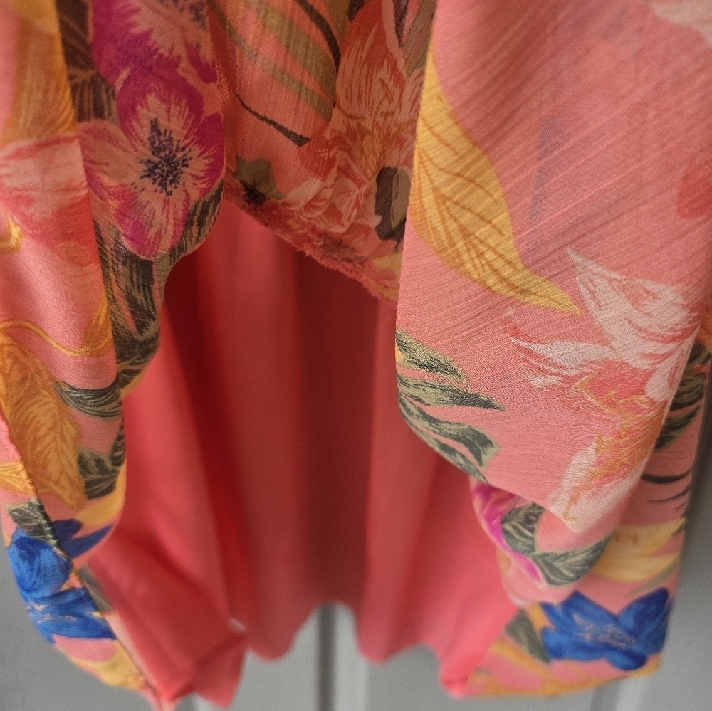 Anne Klein Floral Dress Sz 14 Women Long Sleeve Tiered Smocked Waist Fit Flare - Picture 11 of 15
